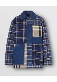 Burberry - BURBERRY - Pikowana koszula patchwork. Kolor: niebieski. Materiał: bawełna. Wzór: kratka, aplikacja #2