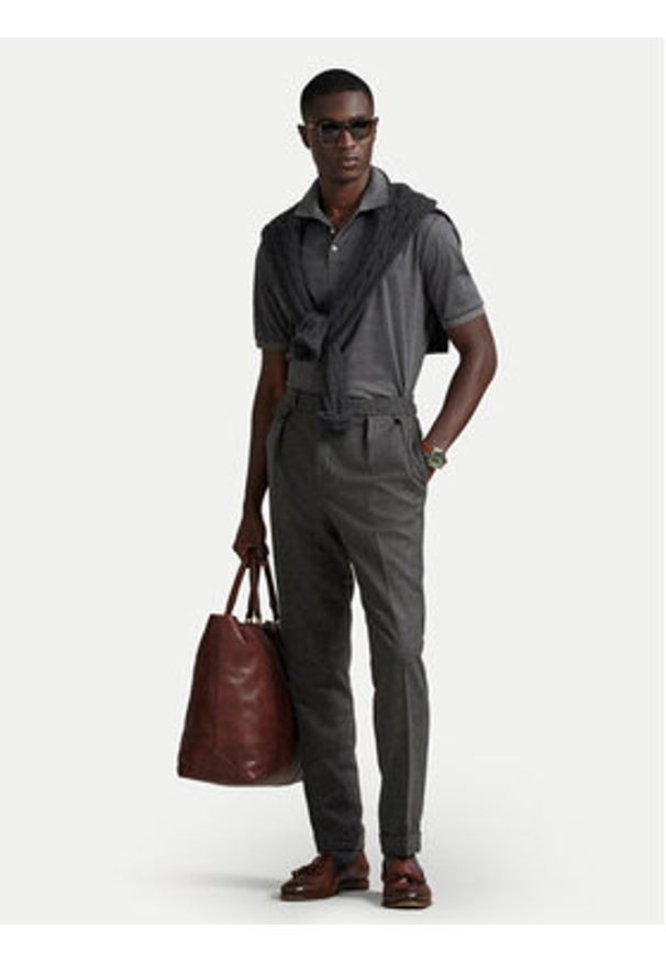 Polo Ralph Lauren Polo 710P07351001 Szary Slim Fit. Typ kołnierza: polo. Kolor: szary. Materiał: bawełna