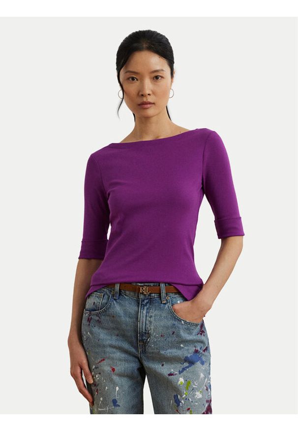 Lauren Ralph Lauren - LAUREN RALPH LAUREN Bluzka 200654963192 Fioletowy Slim Fit. Kolor: fioletowy. Materiał: bawełna