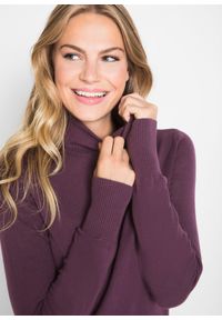 bonprix - Cienki sweter z golfem. Typ kołnierza: golf. Kolor: fioletowy. Materiał: dzianina. Wzór: gładki, ze splotem #3