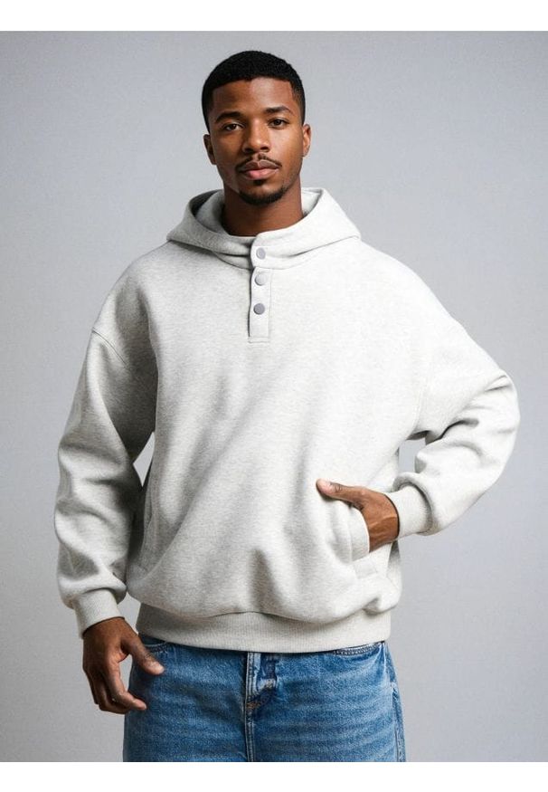 Sinsay - Bluza hoodie basic - szary. Kolor: szary