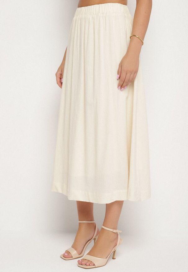 Born2be - Beżowy Bawełniany Komplet Kamizelka i Rozkloszowana Spódnica Haleresa. Kolor: beżowy. Materiał: bawełna