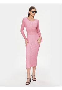 Patrizia Pepe Sukienka dzianinowa 8A1237/K173-X2CJ Różowy Slim Fit. Kolor: różowy. Materiał: wiskoza