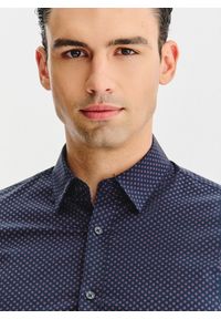 Pako Lorente - PAKO LORENTE – Granatowa koszula w kwiaty. Kolor: niebieski. Materiał: bawełna, elastan. Długość rękawa: długi rękaw. Długość: długie. Wzór: kwiaty #10