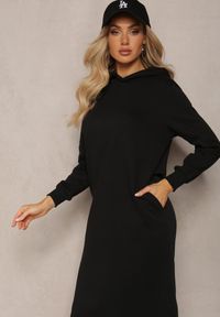 Renee - Czarna Sukienka Dresowa Oversize z Kapturem Elderre. Okazja: na co dzień. Typ kołnierza: kaptur. Kolor: czarny. Wzór: jednolity. Typ sukienki: oversize. Materiał: dresówka. Długość rękawa: długi rękaw. Styl: sportowy, casual. Długość: midi #5