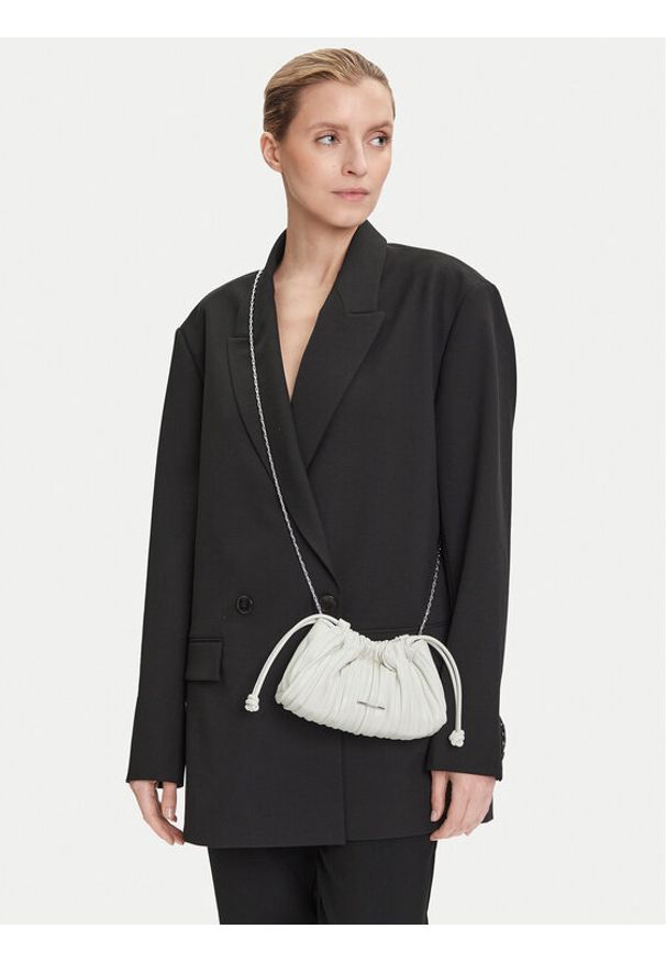 Calvin Klein Torebka Drawstring Plisse Conv Mini Cb P LV04F3077G Biały. Kolor: biały. Materiał: skórzane