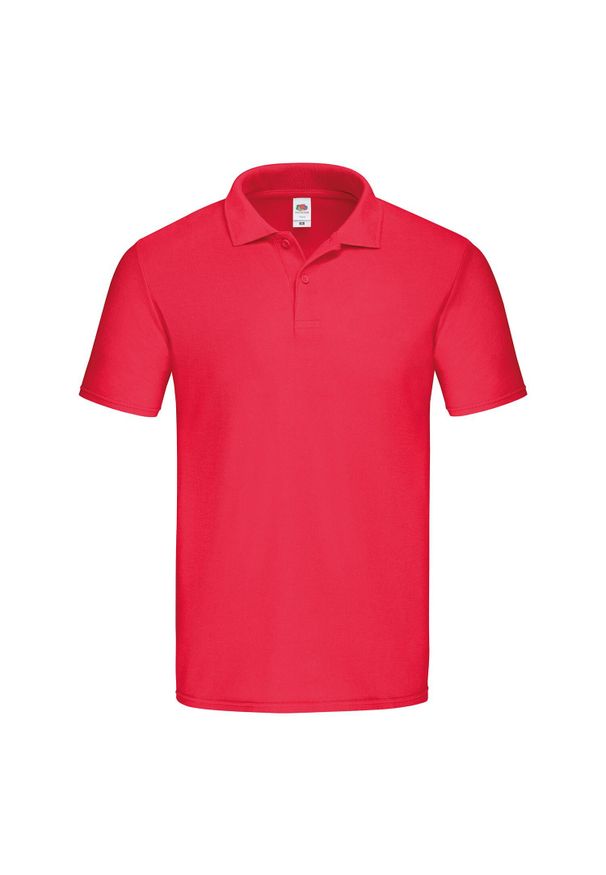 FRUIT OF THE LOOM - Męska Oryginalna Koszulka Polo. Typ kołnierza: polo. Kolor: czerwony