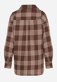 Born2be - Brązowa Bawełniana Koszula w Kratę Monittia. Okazja: na co dzień. Kolor: brązowy. Materiał: bawełna. Styl: klasyczny, casual, elegancki #4