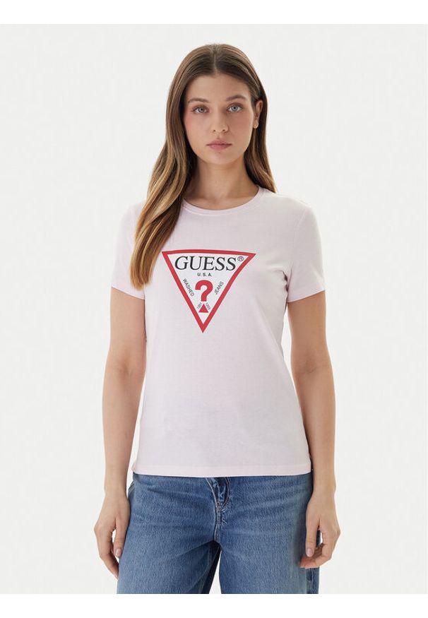 Guess T-Shirt W1YI1B I3Z14 Różowy Regular Fit. Kolor: różowy. Materiał: bawełna
