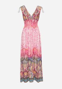 Born2be - Jasnoróżowa Sukienka Boho na Lato ze Sznurkami na Ramionach i Gumką w Talii Aharleta. Kolor: różowy. Sezon: lato. Styl: boho #4