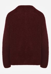 Renee - Bordowy Kardigan o Casualowym Kroju z Wełną i Moherem Lilothel. Okazja: na co dzień. Kolor: czerwony. Materiał: wełna, moher. Długość rękawa: długi rękaw. Długość: długie. Wzór: gładki. Styl: casual, elegancki, klasyczny #8