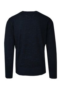 Trikko - Sweter Granatowy w Serek, Wzór Geometryczny, V-neck, Męski -TRIKKO. Okazja: do pracy, na spotkanie biznesowe, na co dzień. Typ kołnierza: dekolt w serek. Kolor: niebieski. Materiał: bawełna, akryl. Wzór: geometria. Styl: klasyczny, casual, elegancki, biznesowy