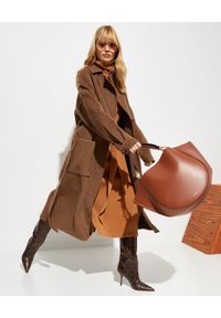 NANUSHKA - Wełniany płaszcz w kratkę Ara. Kolor: brązowy. Materiał: wełna. Wzór: kratka