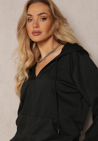 Renee - Czarny Komplet Dresowy z Bluzą z Kapturem i Spodniami z Gumką w Pasie Typu Jogger Tellgana. Kolor: czarny. Materiał: dresówka #5