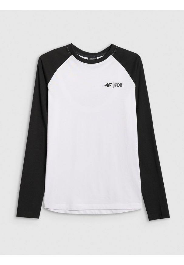 4f - 4F Longsleeve regular damski - biały S. Okazja: na co dzień. Kolor: biały. Materiał: materiał, dzianina. Długość rękawa: długi rękaw. Długość: długie. Styl: casual