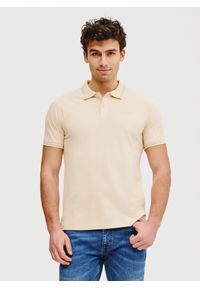 Pako Lorente - PAKO LORENTE – T-shirt polo w kolorze beżowym. Okazja: na co dzień. Typ kołnierza: polo. Kolor: beżowy, szary. Materiał: bawełna. Styl: casual