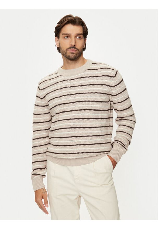 Jack & Jones Sweter Bronx 12264080 Beżowy Regular Fit. Kolor: beżowy. Materiał: syntetyk, bawełna