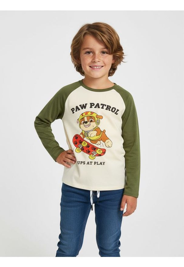 Sinsay - Koszulka z długimi rękawami PAW Patrol - kremowy. Kolor: kremowy. Długość rękawa: długi rękaw. Długość: długie