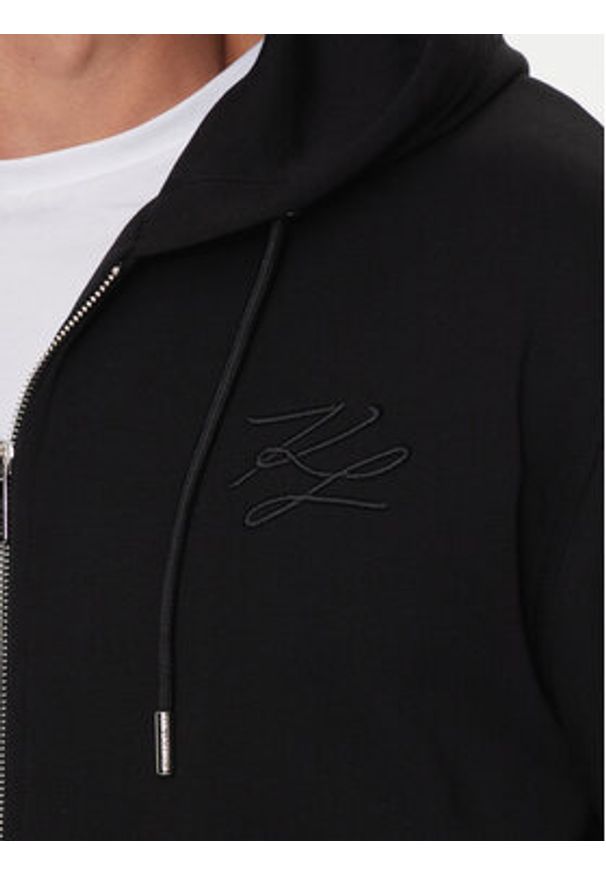 Karl Lagerfeld - KARL LAGERFELD Bluza 705408 543910 Czarny Regular Fit. Typ kołnierza: dekolt w karo. Kolor: czarny. Materiał: bawełna