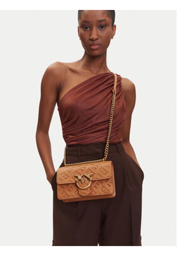 Pinko - PINKO Torebka Love One Mini Dc PE 25 PLTT 100074 A1YB Brązowy. Kolor: brązowy. Materiał: skórzane