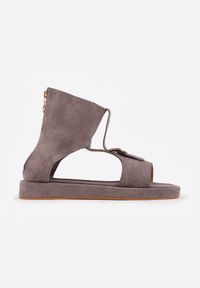 Born2be - Szare Sandały w Stylu Botków z Ozdobną Klamrą Theaneasi. Okazja: na co dzień. Zapięcie: klamry. Kolor: szary. Materiał: jeans. Styl: casual, elegancki, klasyczny #5