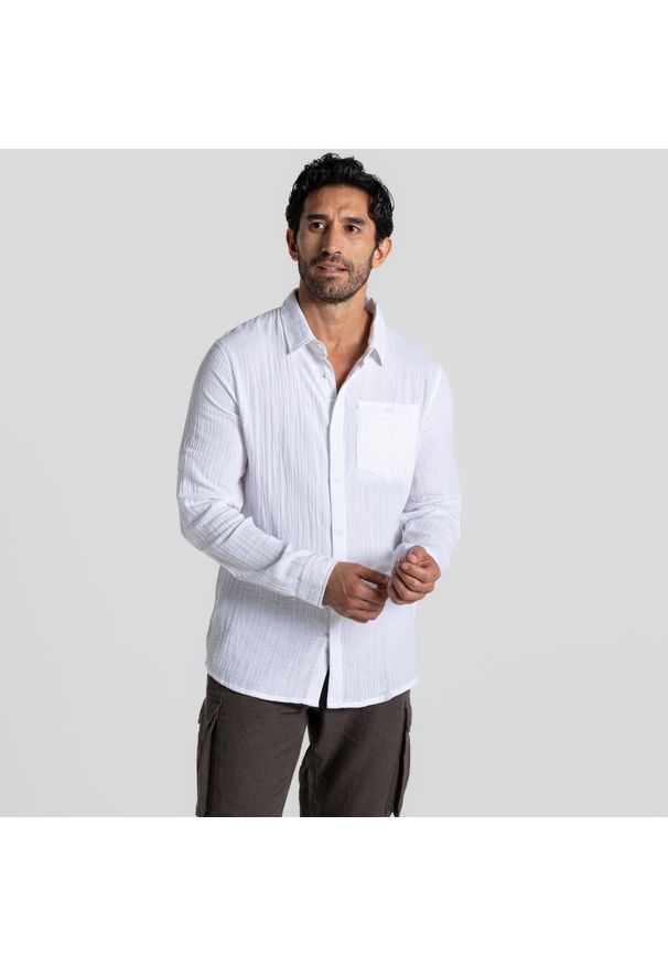 CRAGHOPPERS - Koszula podróżnicza męska Craghoppers Moro Long Sleeved Shirt. Kolor: biały. Wzór: moro