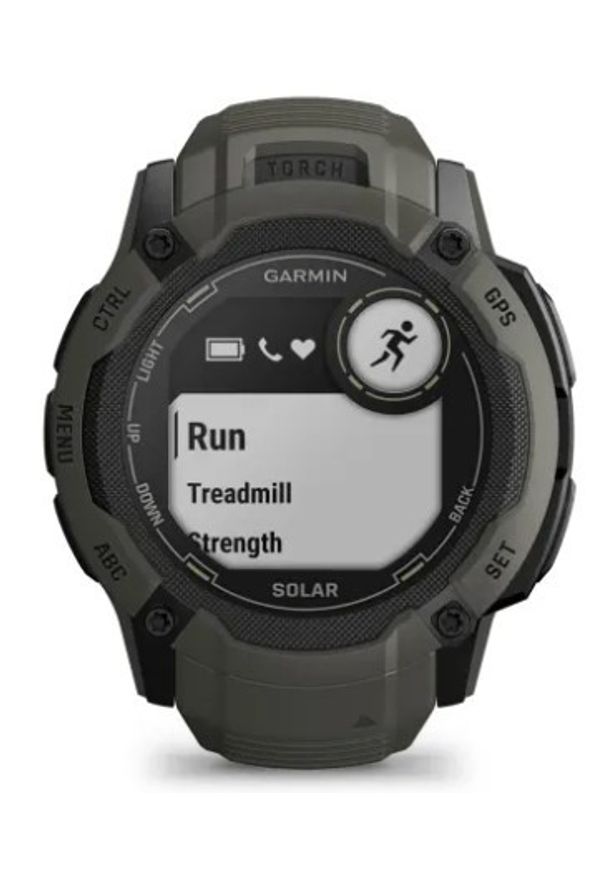GARMIN - Garmin Instinct 2X Solar (mchowy / mchowy pasek). Rodzaj zegarka: smartwatch. Styl: biznesowy, militarny