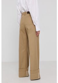 Victoria Victoria Beckham Spodnie damskie kolor beżowy szerokie high waist. Stan: podwyższony. Kolor: beżowy. Materiał: tkanina #3
