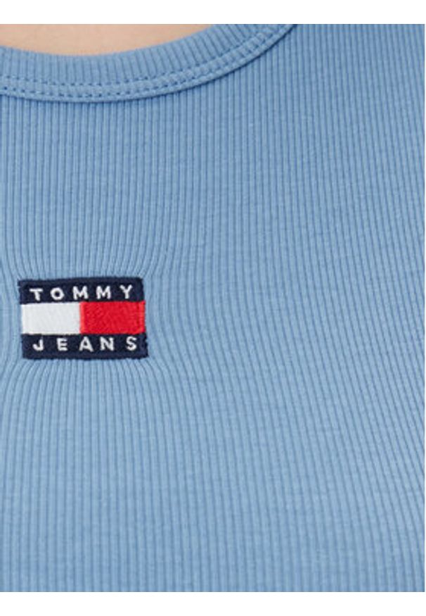 Tommy Jeans T-Shirt Badge DW0DW17881 Niebieski Slim Fit. Kolor: niebieski. Materiał: bawełna