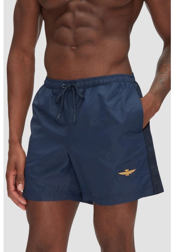 Aeronautica Militare - AERONAUTICA MILITARE Granatowe szorty kąpielowe, Rozmiar 52. Kolor: niebieski. Materiał: materiał