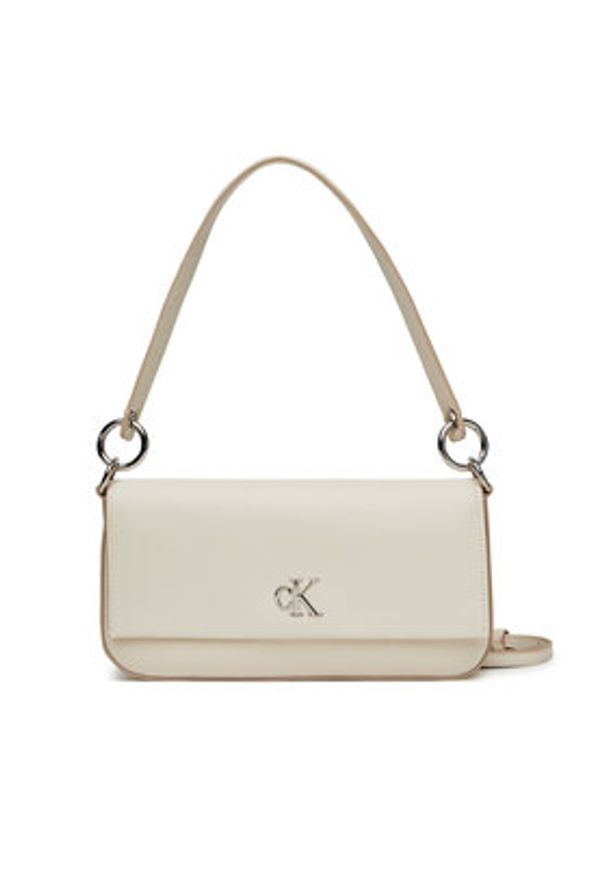 Calvin Klein Jeans Torebka Minimal Monogram Shoulder Pouch LV04K3161G Biały. Kolor: biały. Materiał: skórzane