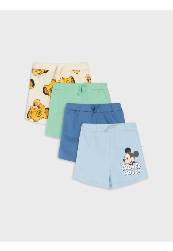 Sinsay - Szorty 4 pack Mickey Mouse - błękitny. Kolor: niebieski. Wzór: motyw z bajki