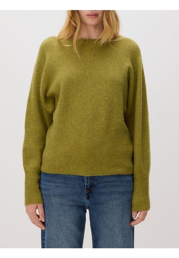 Reserved - Sweter z domieszką wełny - oliwkowy. Kolor: oliwkowy. Materiał: wełna