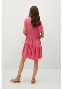 mango - Mango - Sukienka SIREN. Kolor: różowy. Materiał: włókno. Długość rękawa: krótki rękaw. Typ sukienki: rozkloszowane #4