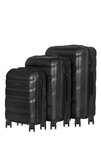 Ochnik - Komplet walizek na kółkach 19'/24'/28'. Kolor: czarny. Materiał: materiał, poliester, guma, kauczuk