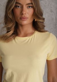 Renee - Żółty T-shirt z Bawełny z Okrągłym Dekoltem Nedima. Okazja: na co dzień. Kolor: żółty. Materiał: bawełna. Styl: casual, klasyczny #2