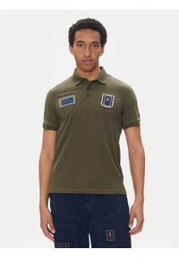 Aeronautica Militare Polo 251PO1851P344 Khaki Regular Fit. Typ kołnierza: polo. Kolor: brązowy. Materiał: bawełna