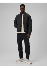 4f - 4F Kurtka z wypełnieniem syntetycznym męska - czarna L. Okazja: na co dzień. Kolor: czarny. Materiał: syntetyk. Wzór: jodełka. Styl: casual #2