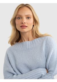 Big-Star - Sweter damski oversize z dodatkiem wełny błękitny Mayamiko 400. Okazja: na co dzień. Kolor: niebieski. Materiał: wełna. Styl: klasyczny, casual