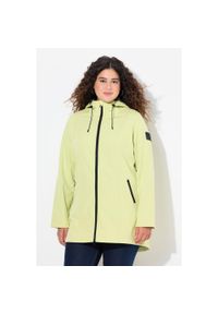 ULLA POPKEN - Damskie Długa kurtka softshell HYPRAR hydrofobowa trapezowy krój. Kolekcja: plus size. Kolor: wielokolorowy, żółty, zielony. Materiał: poliester, materiał, elastan. Długość: długie. Sport: turystyka piesza #1