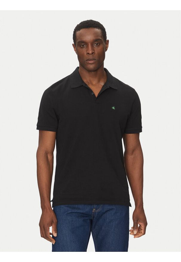 Calvin Klein Jeans Polo LV040EM269 Czarny Regular Fit. Typ kołnierza: polo. Kolor: czarny. Materiał: bawełna