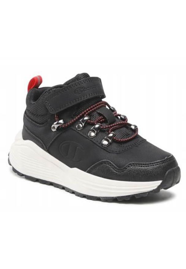 Buty do chodzenia dla dzieci Champion climb rx mid b ps. Zapięcie: rzepy. Kolor: czarny. Materiał: guma, materiał, tkanina, syntetyk. Szerokość cholewki: normalna. Sport: turystyka piesza
