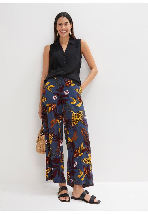 bonprix - Spodnie Marlena z czystej wiskozy. Kolor: szary, fioletowy. Materiał: wiskoza