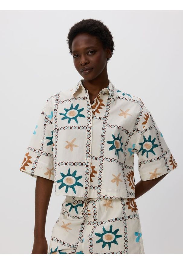 Reserved - Wzorzysta koszula z bawełny - wielobarwny. Materiał: bawełna