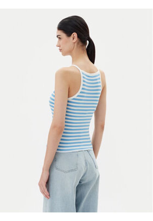 Pieces Top Jane 17155477 Niebieski Slim Fit. Kolor: niebieski. Materiał: wiskoza