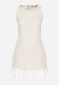 Born2be - Beżowa Elegancka Sukienka Taliowana Florzedi. Okazja: na co dzień, na imprezę. Kolor: beżowy. Typ sukienki: proste. Styl: elegancki #4