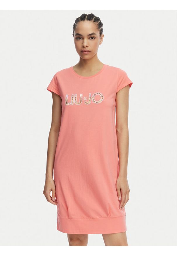 Liu Jo Beachwear Sukienka codzienna VA6212 JS003 Koralowy Regular Fit. Okazja: na co dzień. Kolor: pomarańczowy. Materiał: bawełna. Typ sukienki: proste. Styl: casual