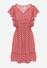 Renee - Czerwona Bawełniana Sukienka o Rozkloszowanym Kroju z Guzikami w Kwiatowy Wzór Roniva. Okazja: na co dzień, na imprezę. Kolor: czerwony. Materiał: bawełna. Wzór: kwiaty. Sezon: lato. Typ sukienki: rozkloszowane, proste. Styl: casual #6