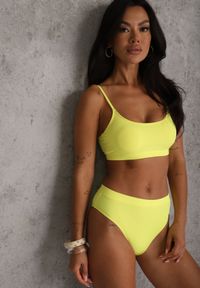 Renee - Żółte Bikini Basic z Prążkowanego Materiału i Możliwością Regulacji Ramiączek Fyserola. Kolekcja: plus size. Kolor: żółty. Materiał: prążkowany, materiał #4