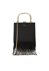 Kazar - Sztywna torebka wieczorowa zdobiona piórami. Kolor: czarny. Wzór: aplikacja. Materiał: zdobione. Styl: wizytowy #1